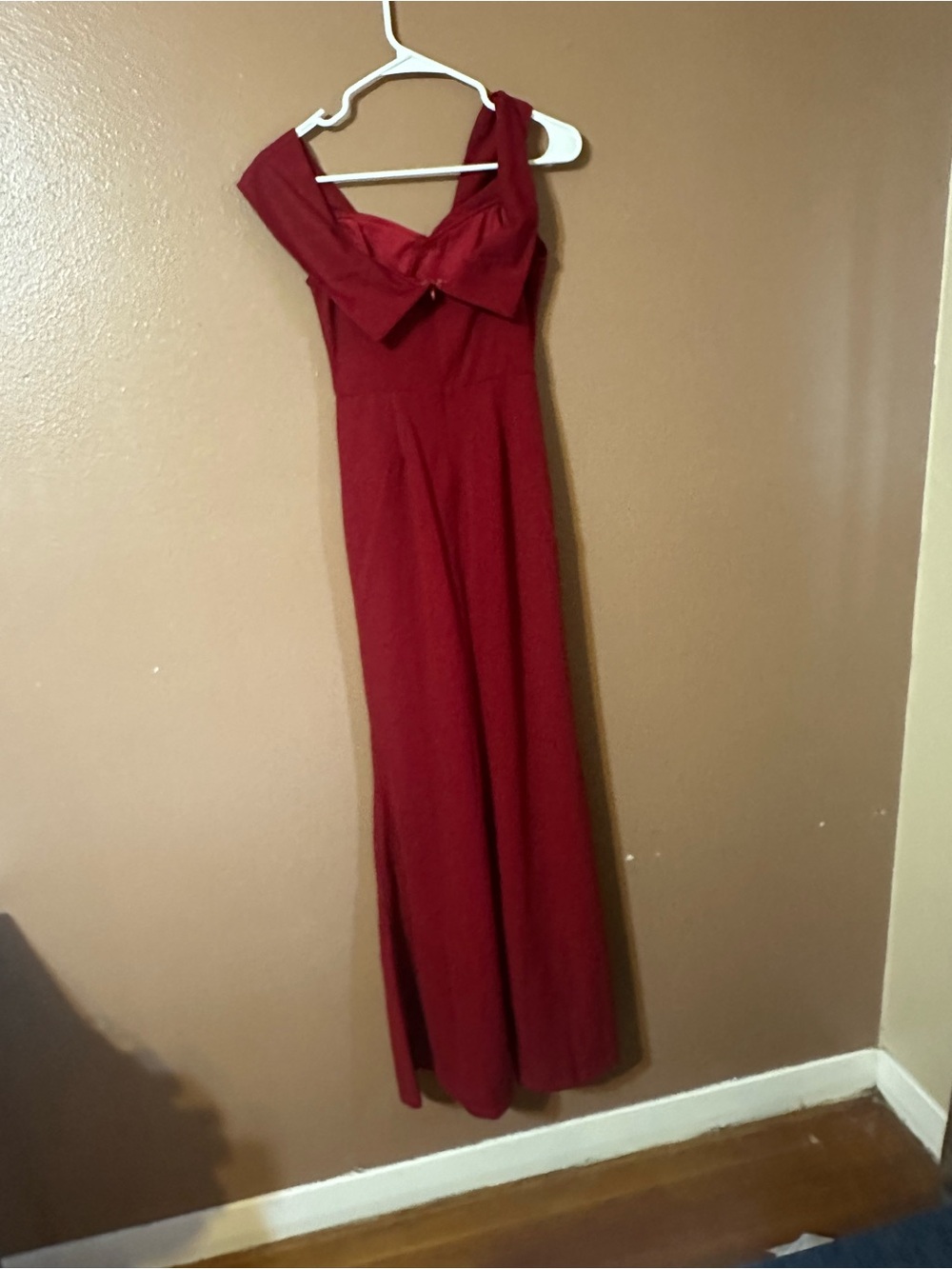 SHEIN Burgundy Off-Shoulder Wide-Leg Jumpsuit